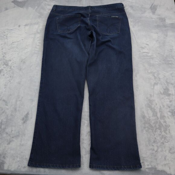 Calvin Klein Pants Womens 14 Blue Straight Mid Rise Button Dark Wash Denim Jeans - Picture 7 of 16